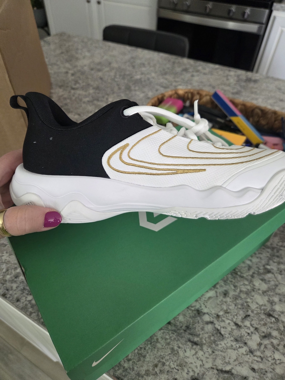 New in box Nike Giannis Immortality  Black Athletic Shoes with Gold Accents